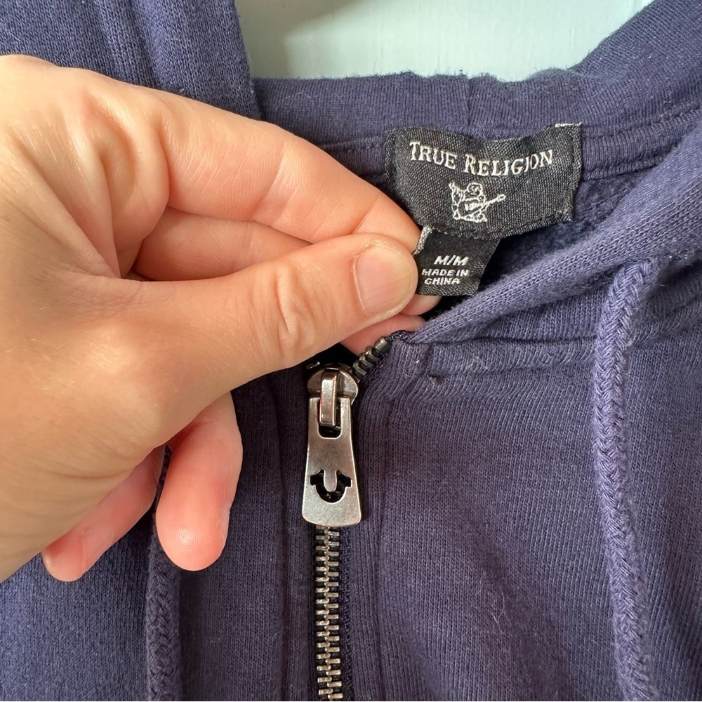 True Religion Varsity Hoodie in Navy and Gold - Picture 5 of 6